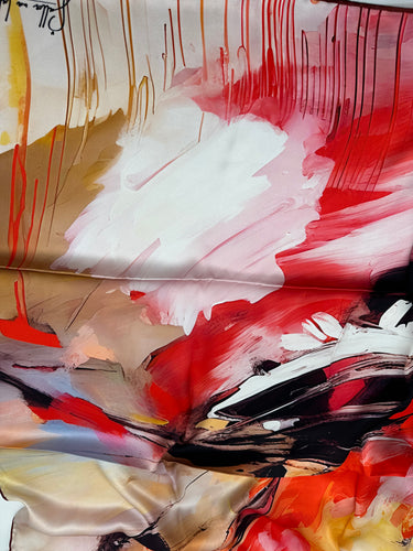 Naturaalsest siidist satiinist sall 110x110 cm "Cranes"