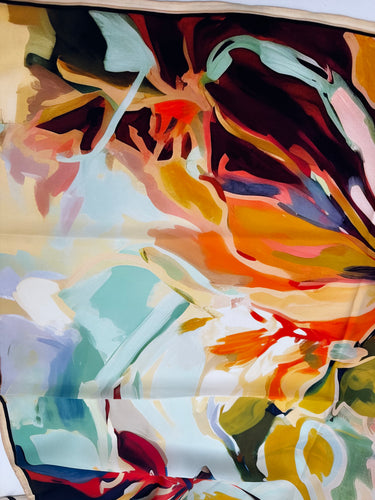 Natūralaus šilko satino šalikas 90x90 cm "Persų pasaka"
