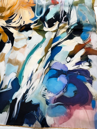 Natūralaus šilko satino šalikas 90x90 cm "Persų pasaka"