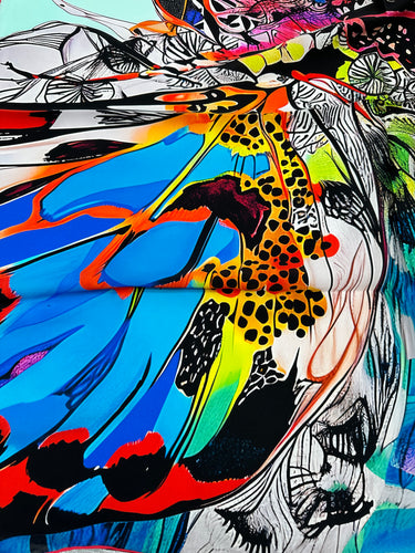 Natūralaus šilko satino šalikas 90x90 cm "Persų pasaka"