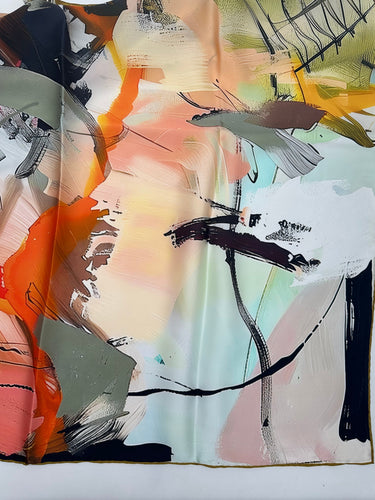 Natūralaus šilko satino šalikas 90x90 cm "Persų pasaka"