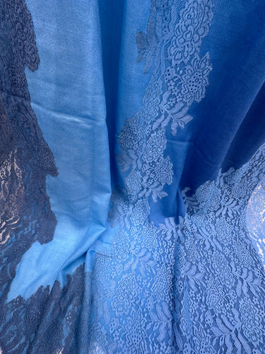 Ombre kašmiiri ja pitsi sall "Taevas"