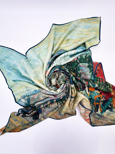 Soe kašmiirist ja siidist sall "Green Pegasus" 130 x 130cm