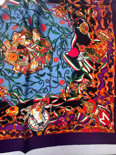 Natūralaus šilko satino šalikas 90x90 cm "Persų pasaka"