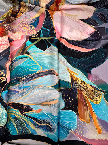 Natural silk satin scarf 107x107 cm "Touch of a Dream"