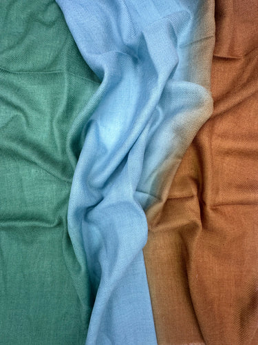 Ombre silk and kid wool scarf "Priede"