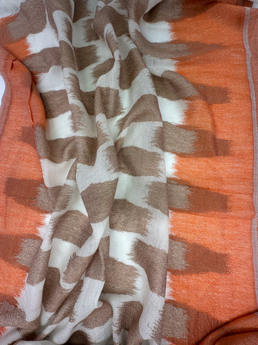 Austa IKAT patterned, silk and cashmere scarf