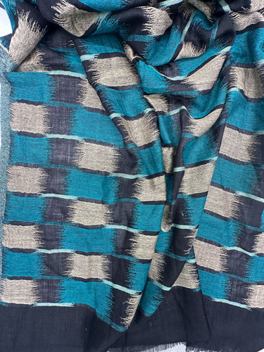 Austa IKAT patterned, silk and cashmere scarf