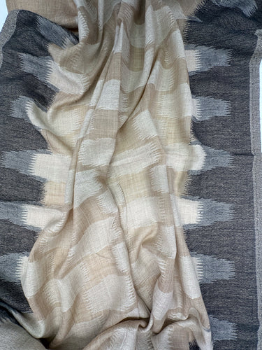 Austa IKAT patterned, silk and cashmere scarf