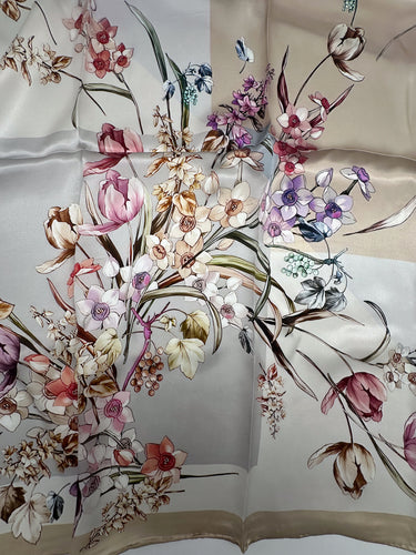 Natural silk satin scarf 90x90 cm "Epiphany"