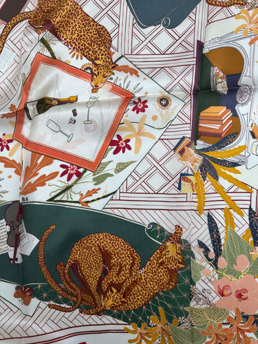 Natural silk satin scarf 90x90 cm "Ball"