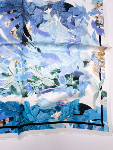 Natural silk scarf 68x68 cm "Ice Flower"