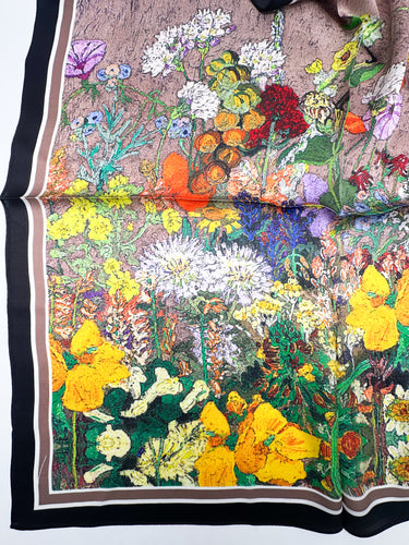 Natural silk scarf 68x68 cm "Sunny Meadow"