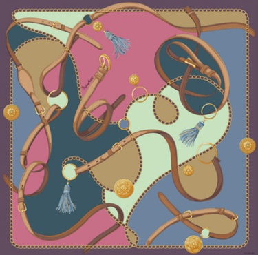 Naturaalsest siidist satiinist sall 90x90 cm "Pärsia muinasjutt"