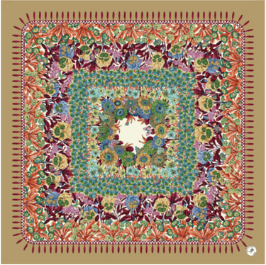 Natūralaus šilko satino šalikas 90x90 cm "Persų pasaka"