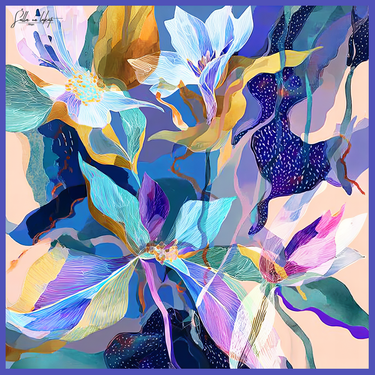 Natūralaus šilko satino šalikas 90x90 cm "Persų pasaka"