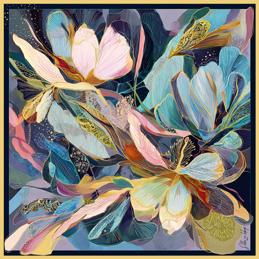 Natural silk satin scarf 107x107 cm "Touch of a Dream"