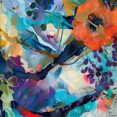 Natūralaus šilko satino šalikas 90x90 cm "Persų pasaka"
