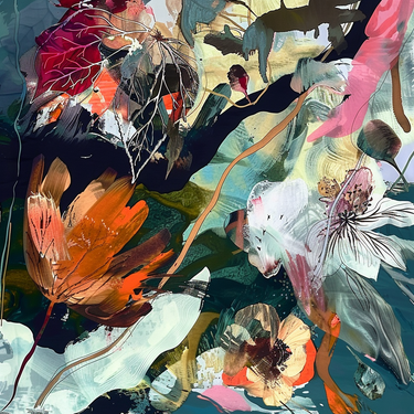 Naturaalsest siidist satiinist sall 110x110 cm "Cranes"